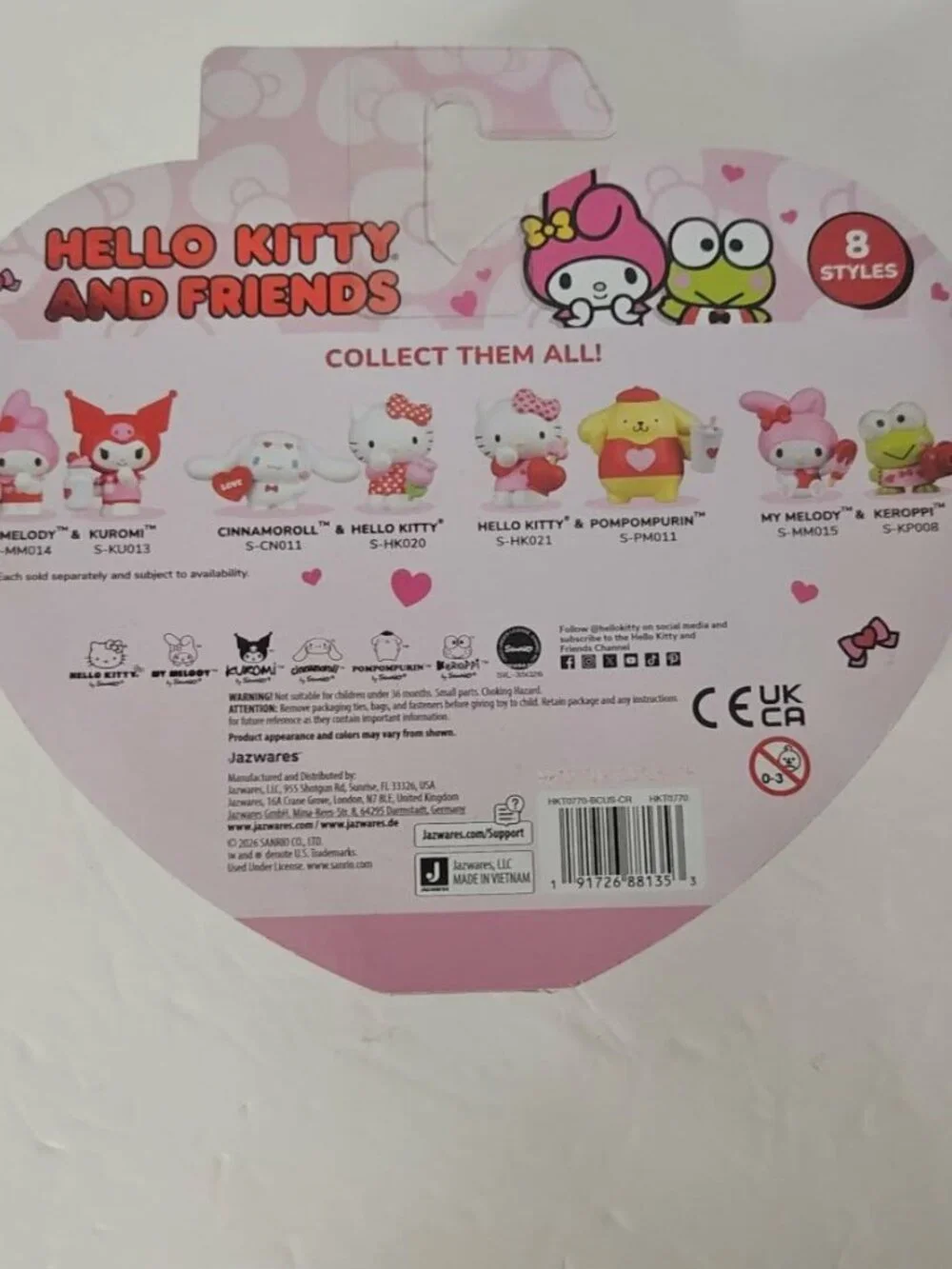 New Sealed Hello Kitty & Friends My Melody & Keroppi Valentine 2 Pack